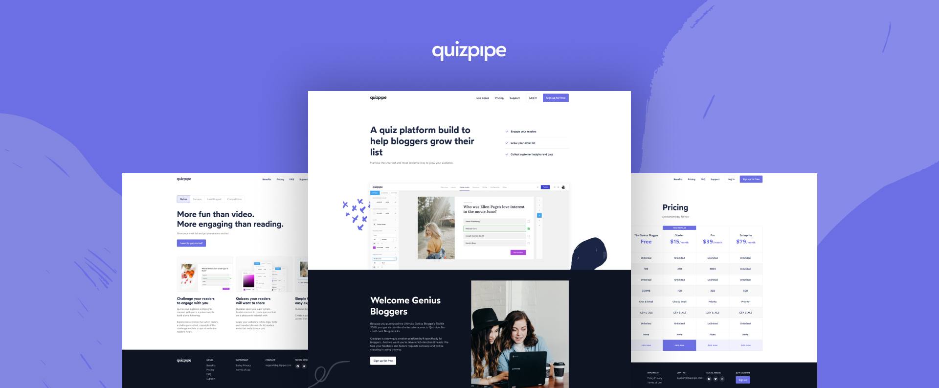 Quizpipe banner with design elements