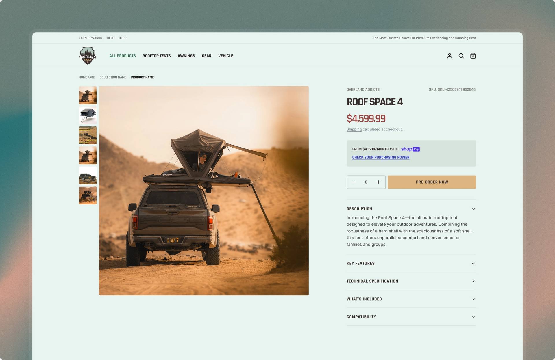 Overland Addicts' product page