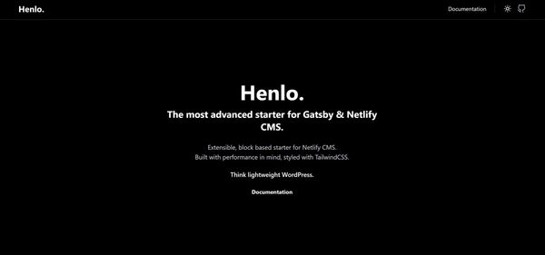 Article Cover Image: Gatsby Starter Henlo - The Best Starter for Netlify CMS