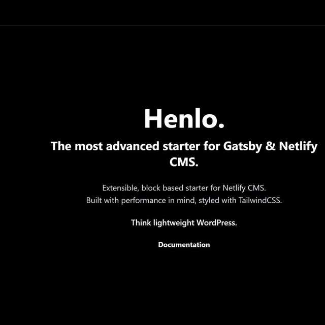 Gatsby Starter Henlo - The Best Starter for Netlify CMS